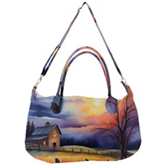 Rural Farm Fence Pathway Sunset Removable Strap Handbag by Bedest