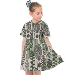 Plants Leaves Boho Botany Foliage Kids  Sailor Dress by Bedest