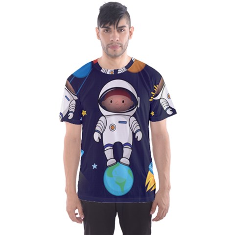 Boy Spaceman Space Rocket Ufo Planets Stars Men s Sport Mesh T-shirt by Ndabl3x