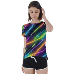Vibrant Neon Dreams Short Sleeve Open Back T-shirt by essentialimage