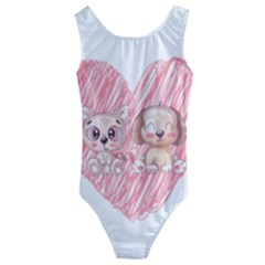 Paw Dog Pet Puppy Canine Cute Kids  Cut-out Back One Piece Swimsuit by Sarkoni