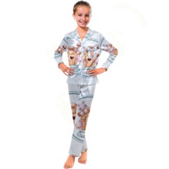 House Pet Animal Cute Kids  Satin Long Sleeve Pajamas Set by Sarkoni