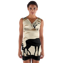 Deer Wildlife Wrap Front Bodycon Dress by Sarkoni