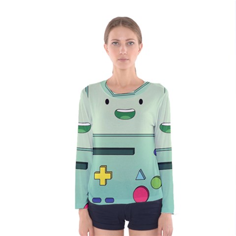 Adventure Time Bmo Beemo Green Women s Long Sleeve T-shirt by Bedest