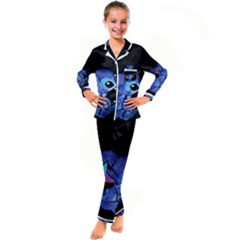 Stitch Love Cartoon Cute Space Kids  Satin Long Sleeve Pajamas Set