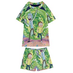 Rick And Morty Adventure Time Cartoon Kids  Swim T-shirt And Shorts Set