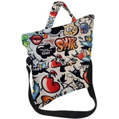 Art Book Gang Crazy Graffiti Supreme Work Fold Over Handle Tote Bag by Bedest