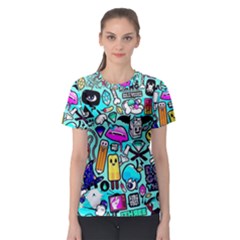 Graffiti Pop Art Crazy Retro Women s Sport Mesh T-shirt