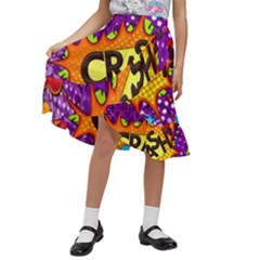 Crash Bang Adventure Time Art Boom Graffiti Kids  Ruffle Flared Wrap Midi Skirt by Bedest