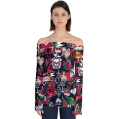 Graffiti Tatoo Skate Art Boom Off Shoulder Long Sleeve Top