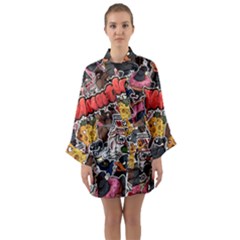 Stickerbomb Crazy Graffiti Graphite Monster Long Sleeve Satin Kimono by Bedest