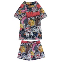 Stickerbomb Crazy Graffiti Graphite Monster Kids  Swim T-shirt And Shorts Set by Bedest