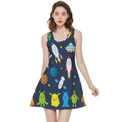 Big Set Cute Astronauts Space Planets Stars Aliens Rockets Ufo Constellations Satellite Moon Rover V Inside Out Reversible Sleeveless Dress by Hannah976