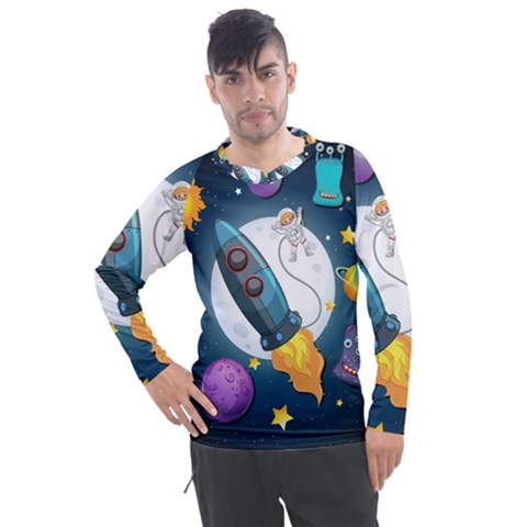 Spaceship Astronaut Space Men s Pique Long Sleeve T-shirt by Hannah976