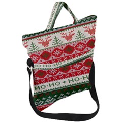 Ugly Sweater Merry Christmas  Fold Over Handle Tote Bag by artworkshop