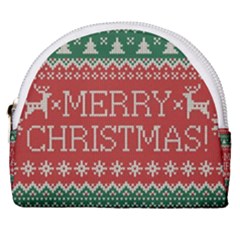 Merry Christmas  Pattern Horseshoe Style Canvas Pouch by artworkshop