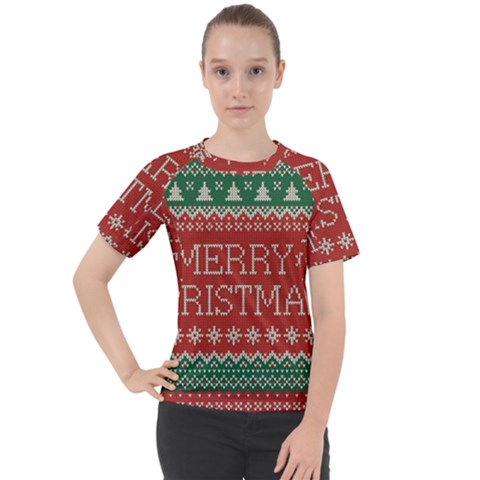 Merry Christmas  Pattern Women s Sport Raglan T-shirt by artworkshop