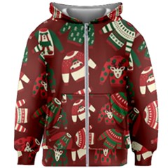 Ugly Sweater Wrapping Paper Kids  Zipper Hoodie Without Drawstring by artworkshop