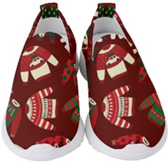 Ugly Sweater Wrapping Paper Kids  Slip On Sneakers by artworkshop