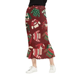 Ugly Sweater Wrapping Paper Maxi Fishtail Chiffon Skirt by artworkshop