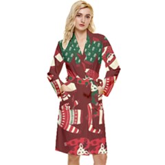 Ugly Sweater Wrapping Paper Long Sleeve Velvet Robe by artworkshop