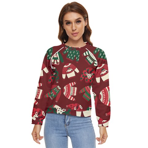 Ugly Sweater Wrapping Paper Women s Long Sleeve Raglan T-shirt by artworkshop