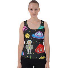 Seamless Pattern With Space Objects Ufo Rockets Aliens Hand Drawn Elements Space Velvet Tank Top by Hannah976