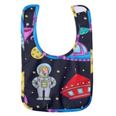 Seamless Pattern With Space Objects Ufo Rockets Aliens Hand Drawn Elements Space Baby Bib by Hannah976