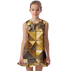 Golden Mosaic Tiles  Kids  Pilgrim Collar Ruffle Hem Dress