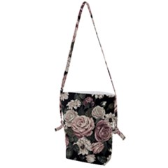 Elegant Seamless Pattern Blush Toned Rustic Flowers Folding Shoulder Bag by Hannah976