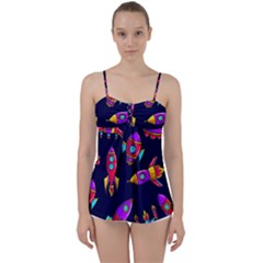 Space Patterns Babydoll Tankini Top by Hannah976