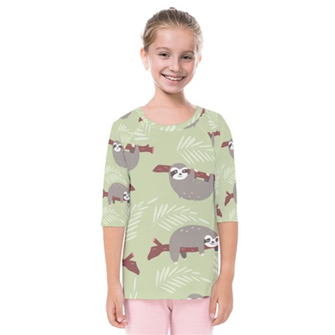 Sloths Pattern Design Kids  Quarter Sleeve Raglan T-shirt by Hannah976