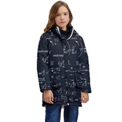 Mathematical Seamless Pattern With Geometric Shapes Formulas Kids  Hooded Longline Puffer Jacket by Hannah976