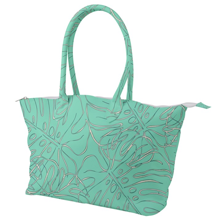 Ocean Monstera Canvas Shoulder Bag