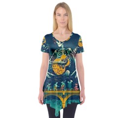 Grateful Dead Singing Skeleton Short Sleeve Tunic 