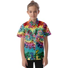 Grateful Dead Bears Tie Dye Vibrant Spiral Kids  Short Sleeve Shirt