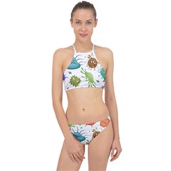 Dangerous Streptococcus Lactobacillus Staphylococcus Others Microbes Cartoon Style Vector Seamless P Halter Bikini Set