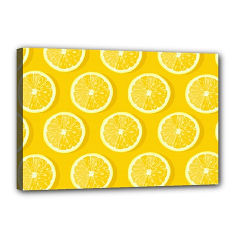 Lemon Fruits Slice Seamless Pattern Canvas 18  X 12  (stretched) by Ravend