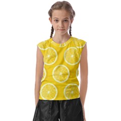 Lemon Fruits Slice Seamless Pattern Kids  Raglan Cap Sleeve T-shirt by Ravend