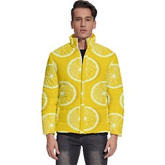 Lemon Fruits Slice Seamless Pattern Men s Puffer Bubble Jacket Coat by Ravend