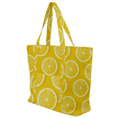 Lemon Fruits Slice Seamless Pattern Zip Up Canvas Bag
