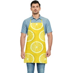 Lemon Fruits Slice Seamless Pattern Kitchen Apron by Ravend