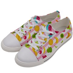 Tropical Fruits Berries Seamless Pattern Women s Low Top Canvas Sneakers