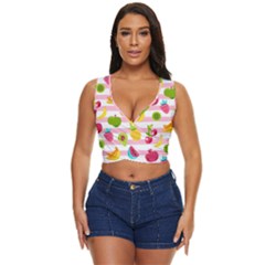 Tropical Fruits Berries Seamless Pattern Women s Sleeveless Wrap Top by Ravend