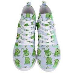 Cute Green Frogs Seamless Pattern Men s Lightweight High Top Sneakers by Ravend