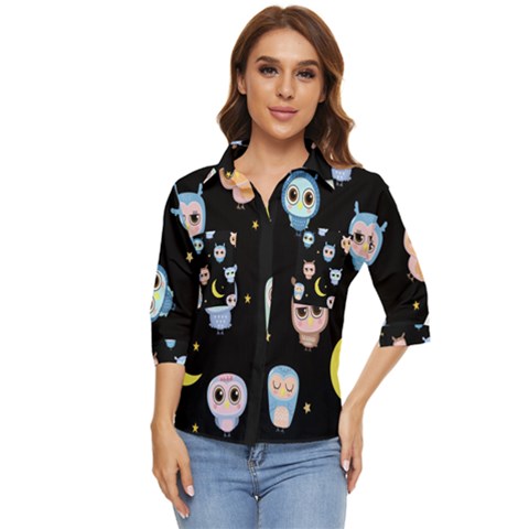 Cute Art Print Pattern Women s Quarter Sleeve Pocket Shirt by Apen