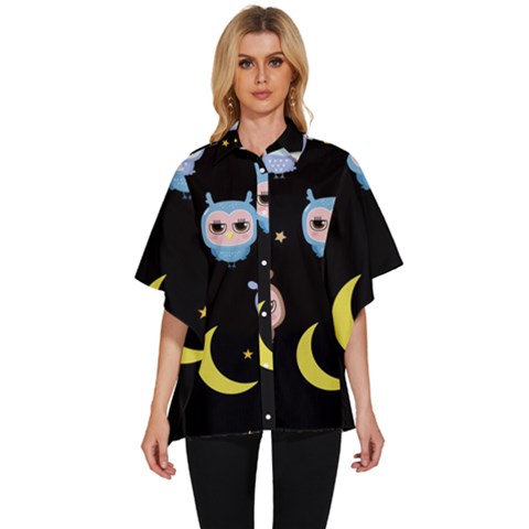 Cute Art Print Pattern Women s Batwing Button Up Shirt by Apen
