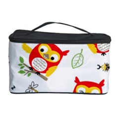 Seamless Pattern Vector Owl Cartoon With Bugs Cosmetic Storage Case by Apen