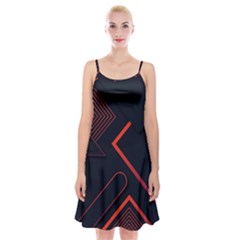 Gradient Geometric Shapes Dark Background Design Spaghetti Strap Velvet Dress