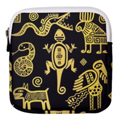 Mexican Culture Golden Tribal Icons Mini Square Pouch